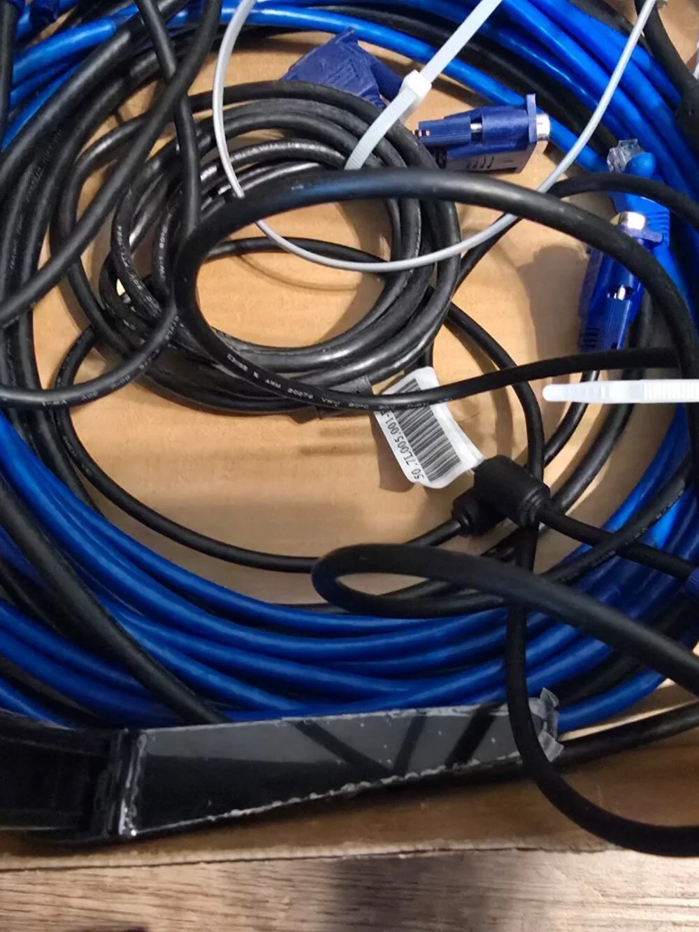 Mixed PC Tech Cable Lot Box VGA DVI Ethernet Coaxial Monitor Networking Cord Set